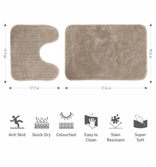 Munich Anti skid Polyester Bath Mat Taupe