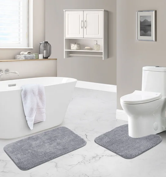 Munich Anti skid Polyester Bath Mat Grey
