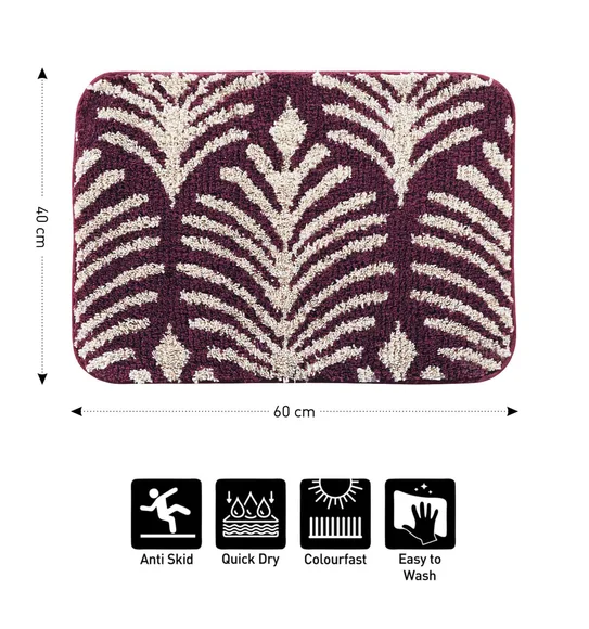 Urban Anti skid Quick Dry Bath Mat Wine