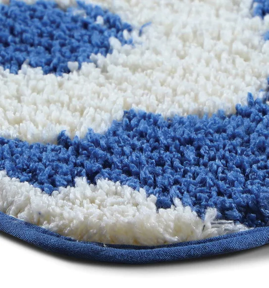 Urban Anti skid Quick Dry Bath Mat Blue and White