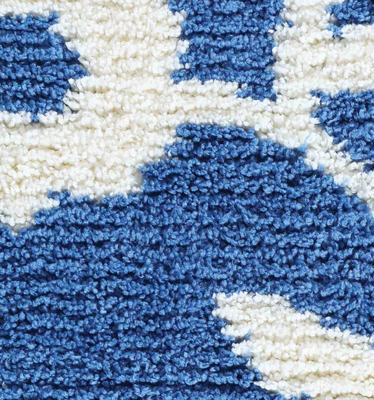 Urban Anti skid Quick Dry Bath Mat Blue and White