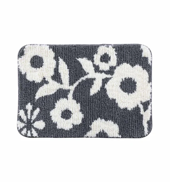 Urban Anti skid Quick Dry Bath Mat Grey White
