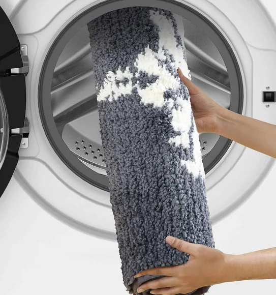 Urban Anti skid Quick Dry Bath Mat Grey White