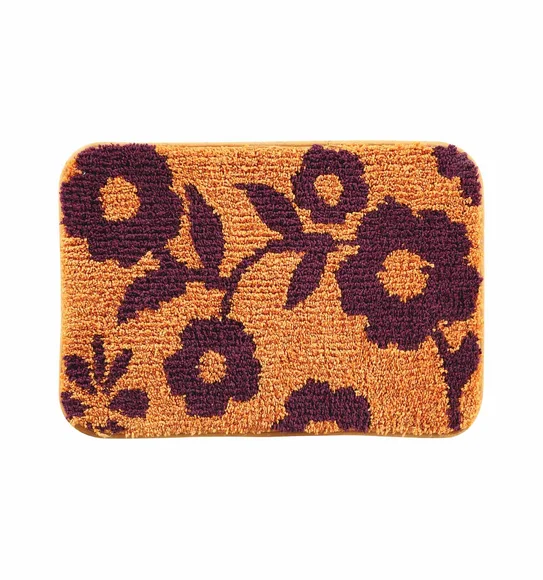 Urban Anti skid Quick Dry Bath Mat Mustard and Maroon