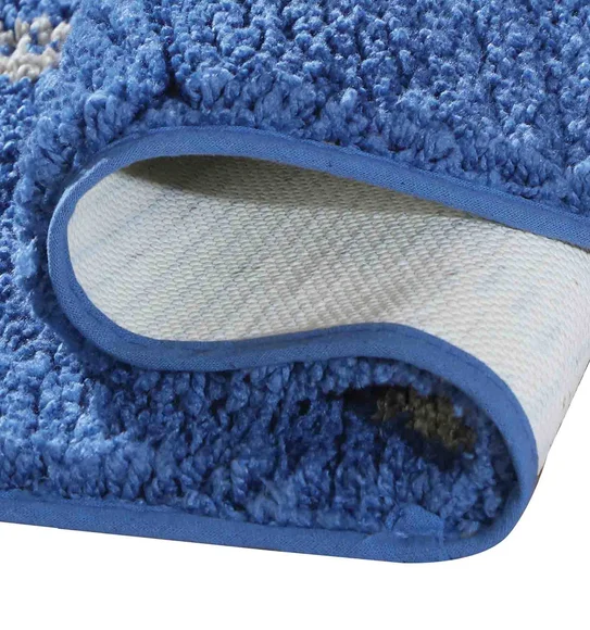 Urban Anti skid Quick Dry Bath Mat Blue and Beige