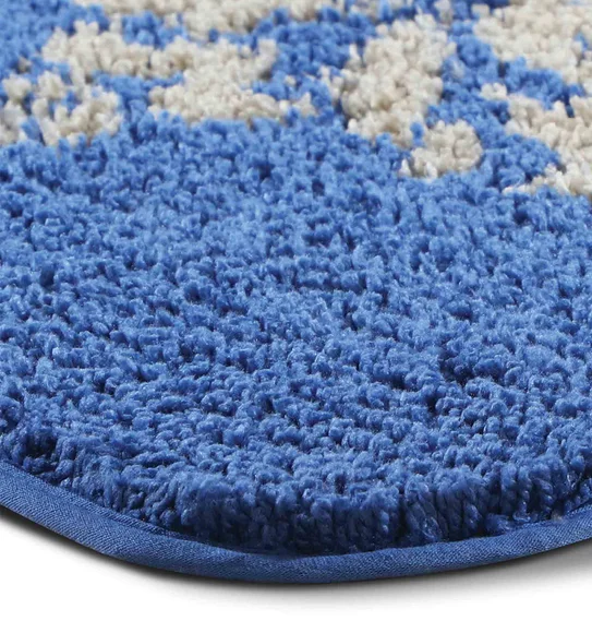 Urban Anti skid Quick Dry Bath Mat Blue and Beige