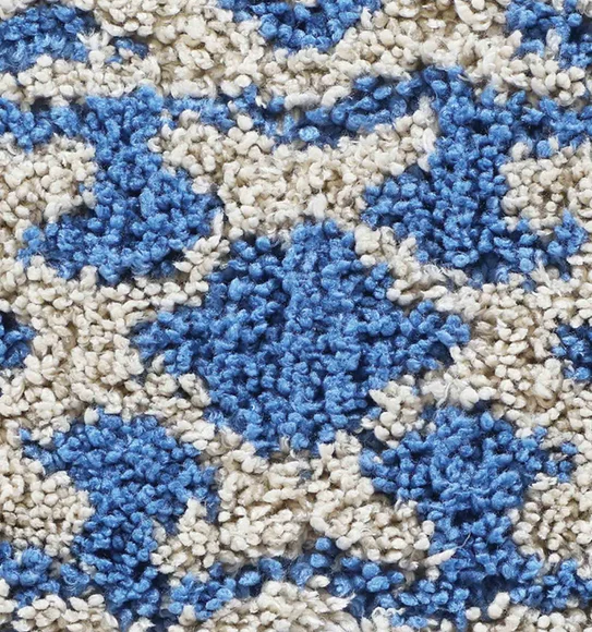Urban Anti skid Quick Dry Bath Mat Blue and Beige