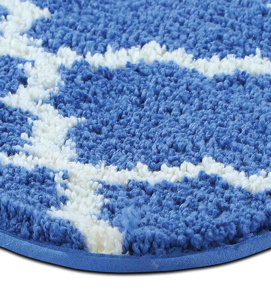 Urban Anti skid Quick Dry Bath Mat Blue and Cream
