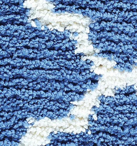 Urban Anti skid Quick Dry Bath Mat Blue and Cream