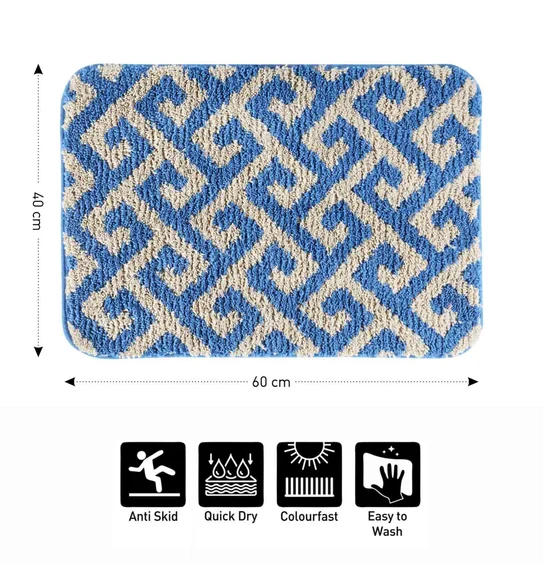 Urban Anti skid Quick Dry Bath Mat Blue