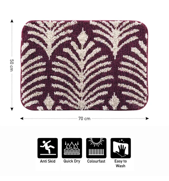 Urban Anti skid Quick Dry Bath Mat Wine