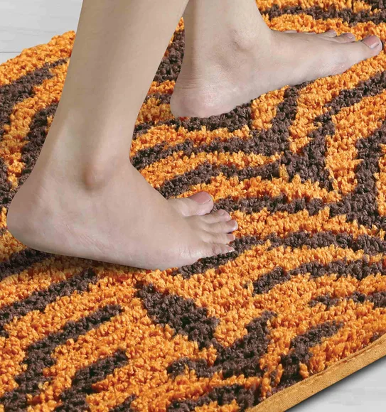 Urban Anti skid Quick Dry Bath Mat Mustard and Brown