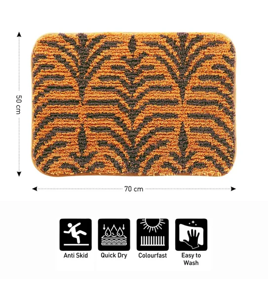Urban Anti skid Quick Dry Bath Mat Mustard and Brown