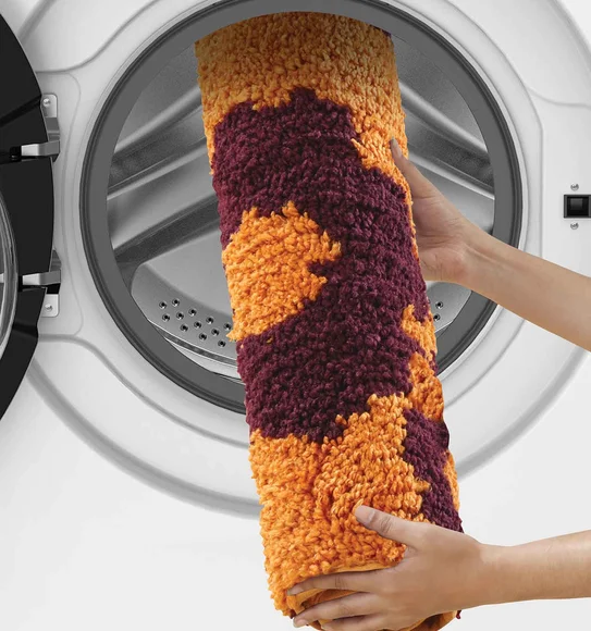 Urban Anti skid Quick Dry Bath Mat Mustard and Maroon