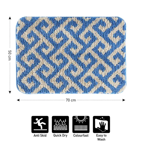 Urban Anti skid Quick Dry Bath Mat Blue
