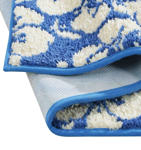 Ryan Quick Dry Polyester Bath Mat Blue Cream