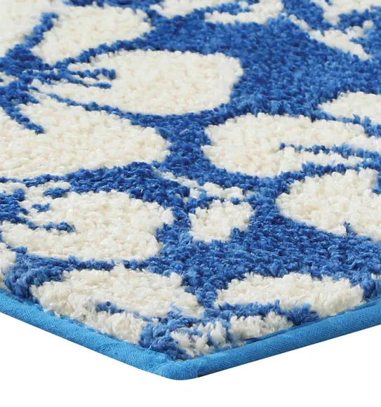 Ryan Quick Dry Polyester Bath Mat Blue Cream