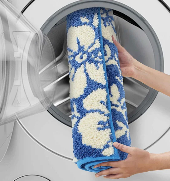 Ryan Quick Dry Polyester Bath Mat Blue Cream