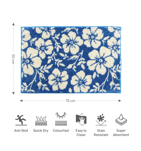 Ryan Quick Dry Polyester Bath Mat Blue Cream