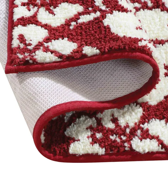 Ryan Quick Dry Polyester Bath Mat Red Cream