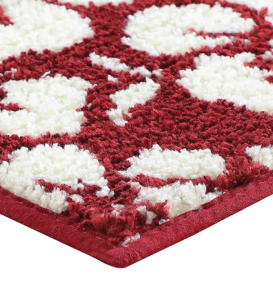 Ryan Quick Dry Polyester Bath Mat Red Cream