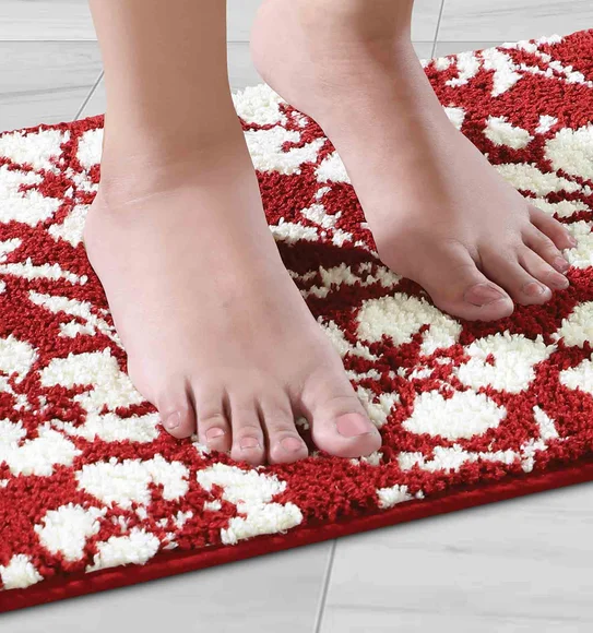 Ryan Quick Dry Polyester Bath Mat Red Cream