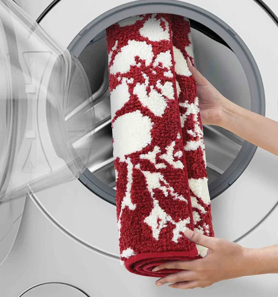 Ryan Quick Dry Polyester Bath Mat Red Cream