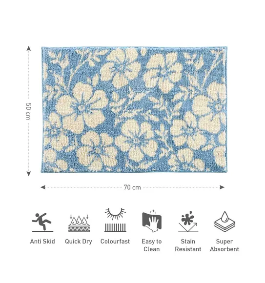 Ryan Quick Dry Polyester Bath Mat Baby Blue