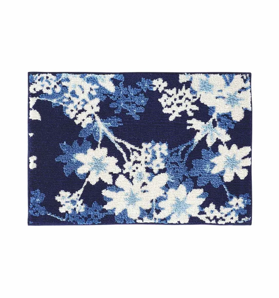 Ryan Quick Dry Polyester Bath Mat Blue and Cream