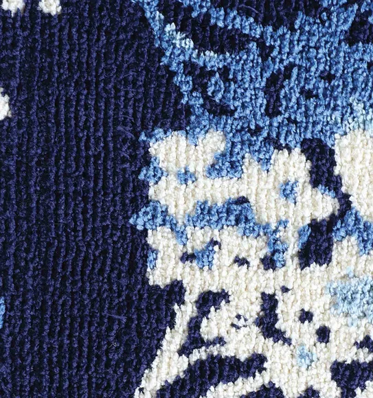 Ryan Quick Dry Polyester Bath Mat Blue and Cream