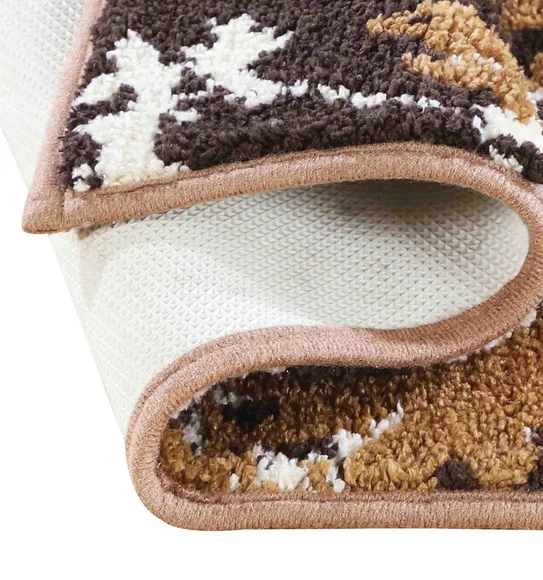 Ryan Quick Dry Polyester Bath Mat Brown Cream