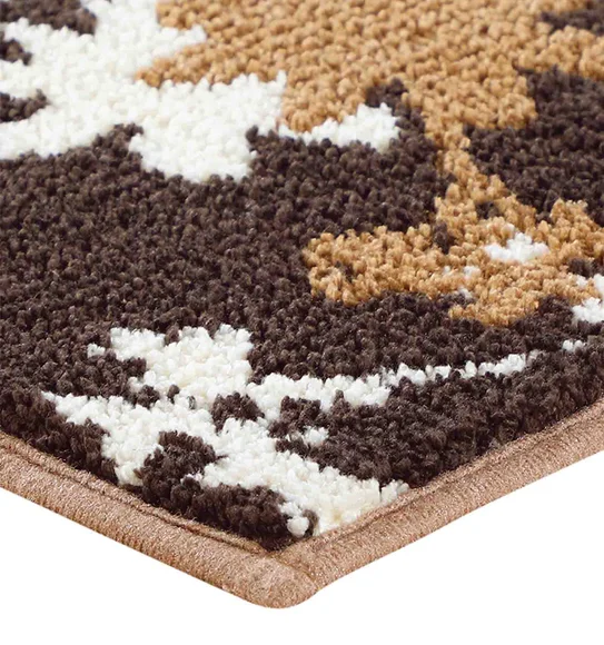 Ryan Quick Dry Polyester Bath Mat Brown Cream