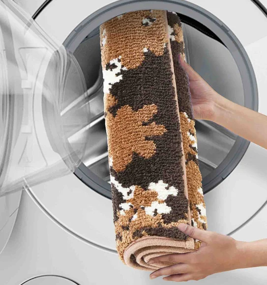Ryan Quick Dry Polyester Bath Mat Brown Cream