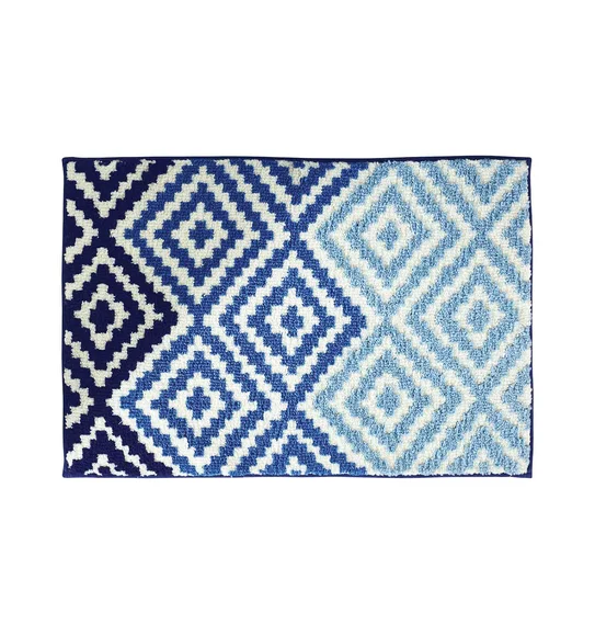 Ryan Quick Dry Polyester Bath Mat Cream and Blue