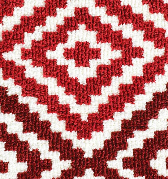 Ryan Quick Dry Polyester Bath Mat Red and Cream