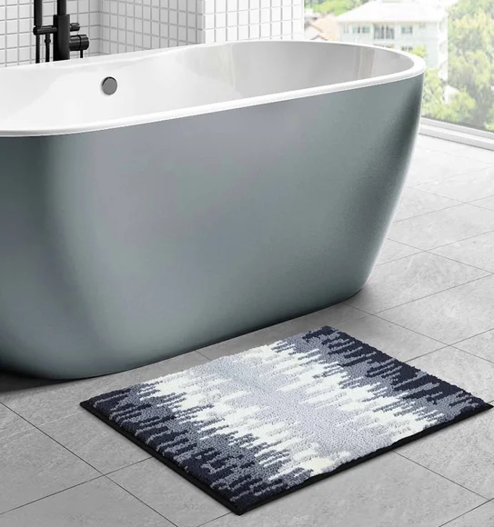 Ryan Quick Dry Polyester Bath Mat Grey and Cream