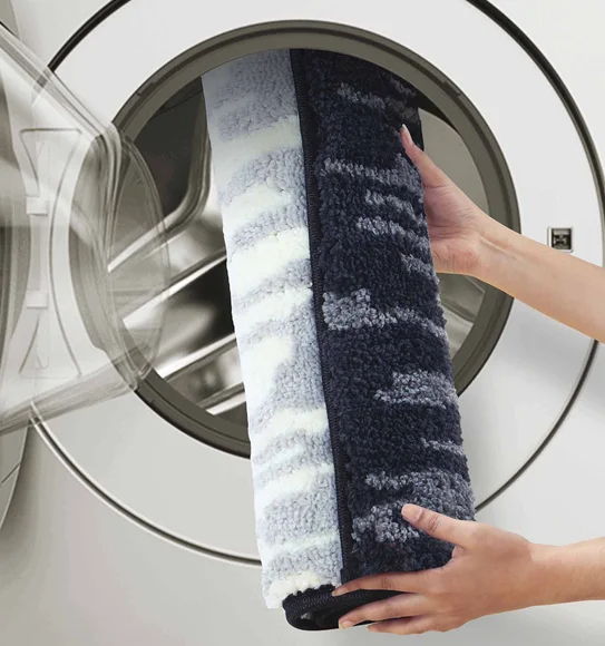 Ryan Quick Dry Polyester Bath Mat Grey and Cream
