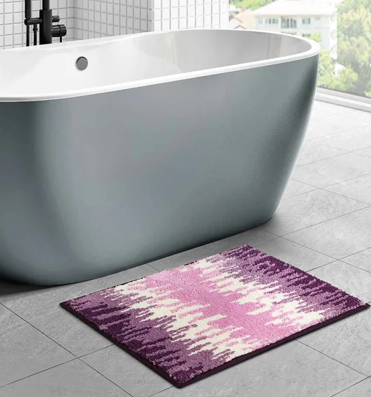 Ryan Quick Dry Polyester Bath Mat Mauve and Cream