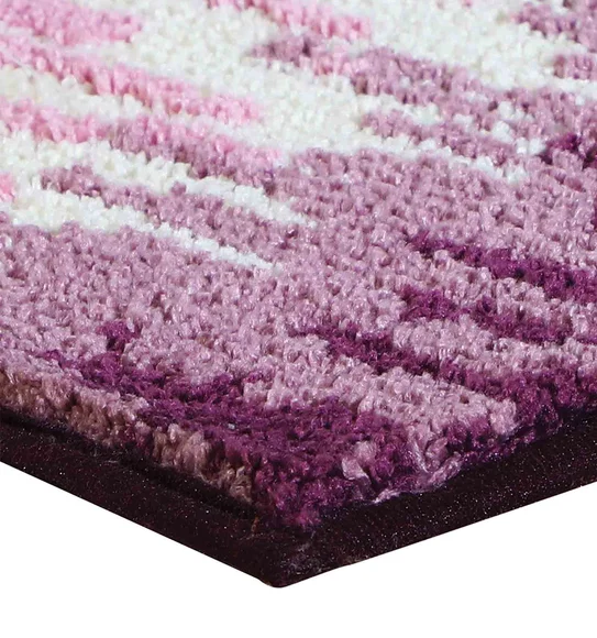 Ryan Quick Dry Polyester Bath Mat Mauve and Cream