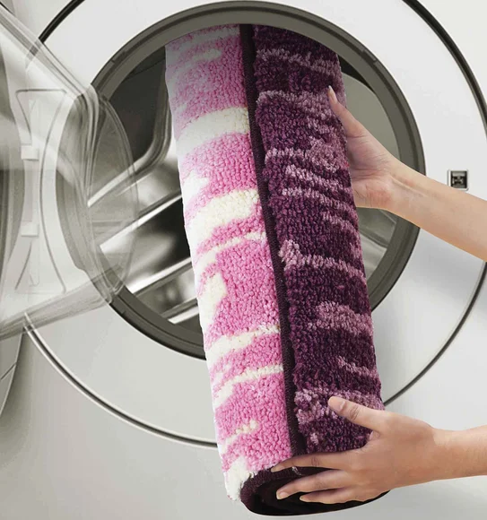 Ryan Quick Dry Polyester Bath Mat Mauve and Cream