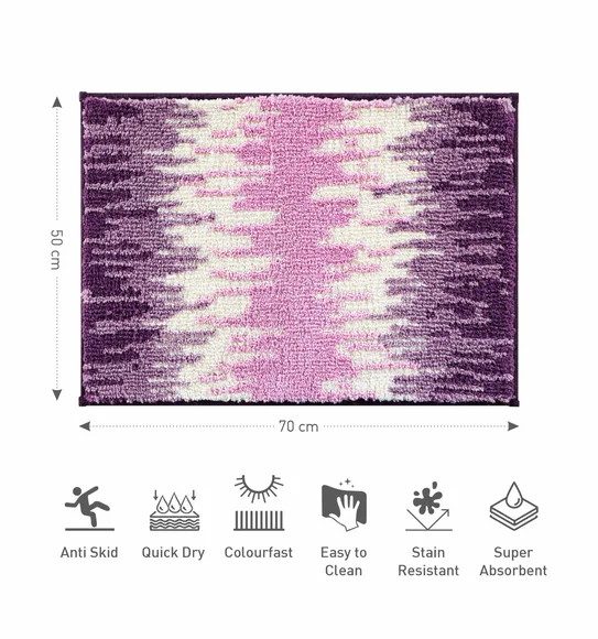 Ryan Quick Dry Polyester Bath Mat Mauve and Cream