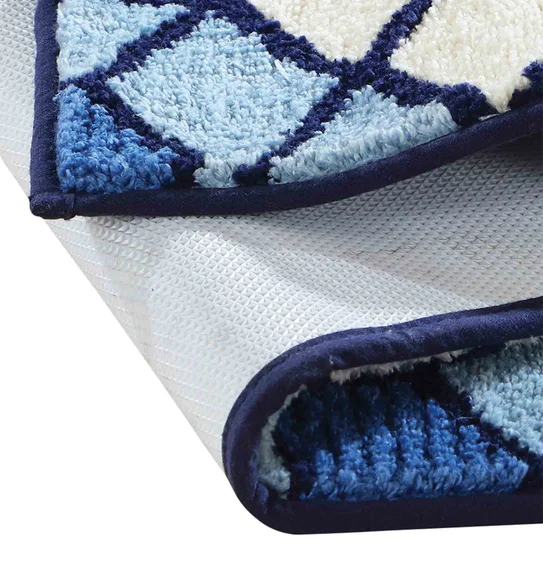 Ryan Quick Dry Polyester Bath Mat L.Blue and Cream