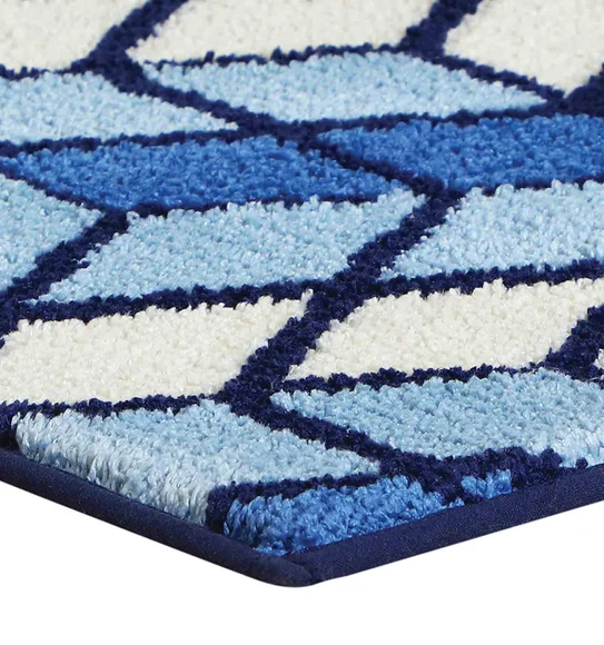 Ryan Quick Dry Polyester Bath Mat L.Blue and Cream