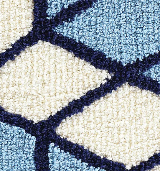 Ryan Quick Dry Polyester Bath Mat L.Blue and Cream