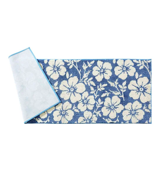 Ryan Quick Dry Polyester Bath Mat Blue Cream