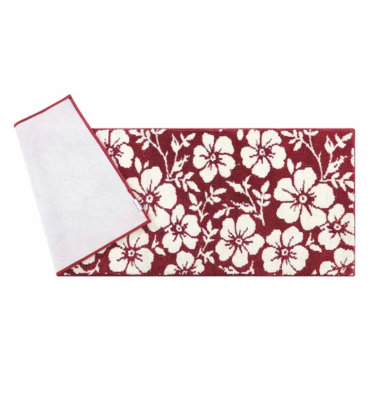 Ryan Quick Dry Polyester Bath Mat Red Cream