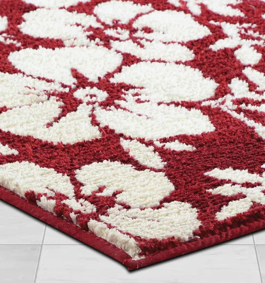 Ryan Quick Dry Polyester Bath Mat Red Cream