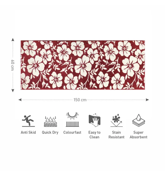 Ryan Quick Dry Polyester Bath Mat Red Cream