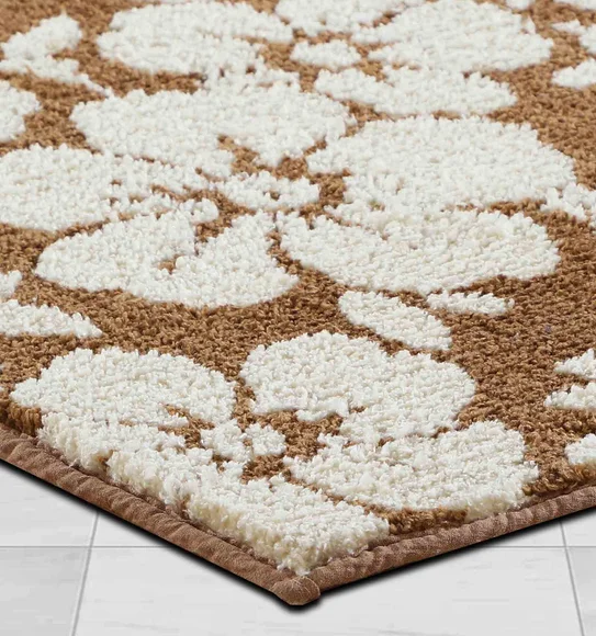 Ryan Quick Dry Polyester Bath Mat Camel and Cream