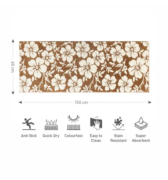 Ryan Quick Dry Polyester Bath Mat Camel and Cream
